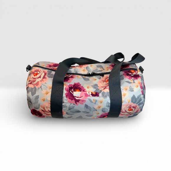 Vooray Iconic Duffel Floral Peony Pink Gray Gym Travel Bag - Picture 6 of 7